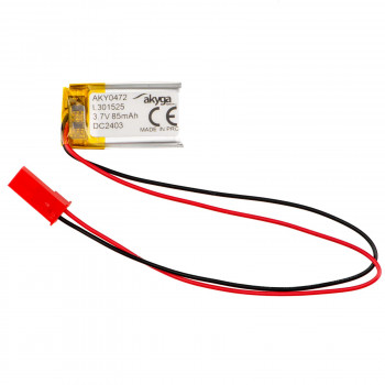 Akyga AKY0472 LP301525 Li-Po akumuliatorius 3,7 V 85 mAh su PCM, JST 2,54 mm 2 kontaktų jungtimi, 150 mm laidais