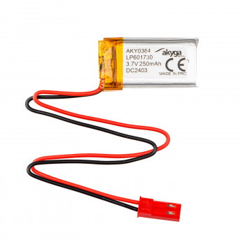 Akyga AKY0384 LP601730 Li-Po akumuliatorius 3,7 V 250 mAh su PCM, JST 2,54 mm 2 kontaktų jungtis, 150 mm laidai
