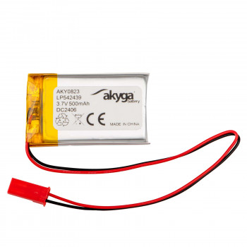 Akyga AKY0823 LP542439 Li-Po akumuliatorius 3,7 V 500 mAh su PCM, JST 2,54 mm 2 kontaktų jungtis, 150 mm laidai