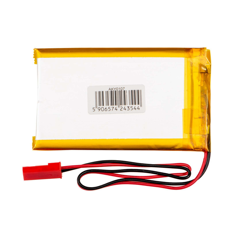Akyga AKY0107 LP503759 Li-Po akumuliatorius 3,7 V 1350 mAh su PCM, JST 2,54 mm 2 kontaktų jungtimi, 150 mm laidais