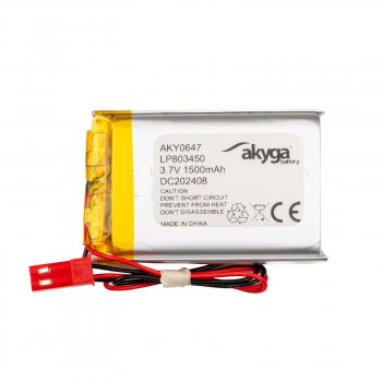 Akyga AKY0647 LP803450 Li-Po akumuliatorius 3,7 V 1500 mAh su PCM, JST 2,54 mm 2 kontaktų jungtimi, 150 mm laidais