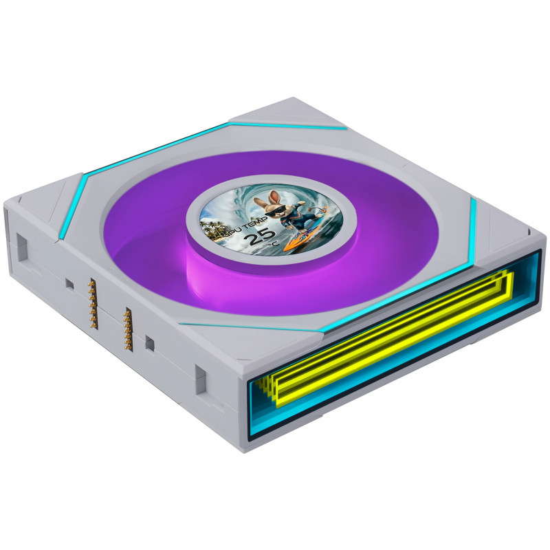 Lian Li UNI FAN SL-INF LCD FLEX Wireless ventiliatoriai kompiuterio dėžei (3 vnt.) su valdikliu, ARGB ir LCD, 120 mm, balti