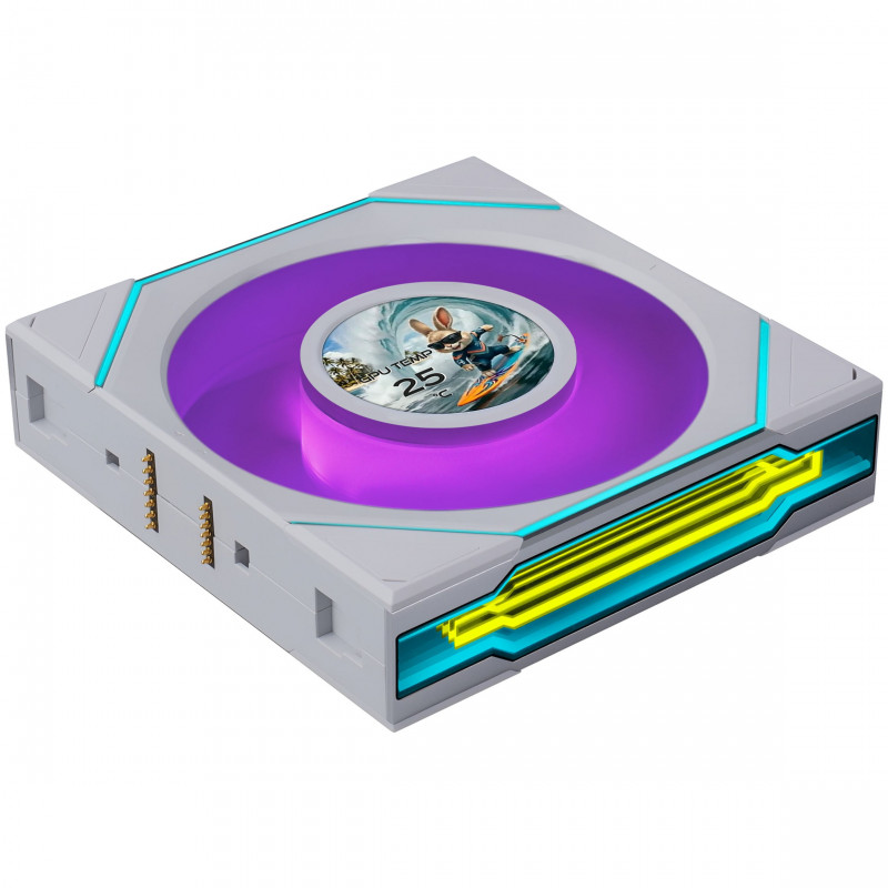 Lian Li UNI FAN SL-INF LCD FLEX Wireless ventiliatoriai kompiuterio dėžei (3 vnt.) su valdikliu, ARGB ir LCD, 120 mm, balti