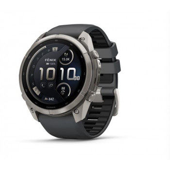 Garmin Fenix 9 Pro inReach išmanusis laikrodis, 51 mm, titano korpusas, grafito ir juodos spalvos silikoninė juostelė