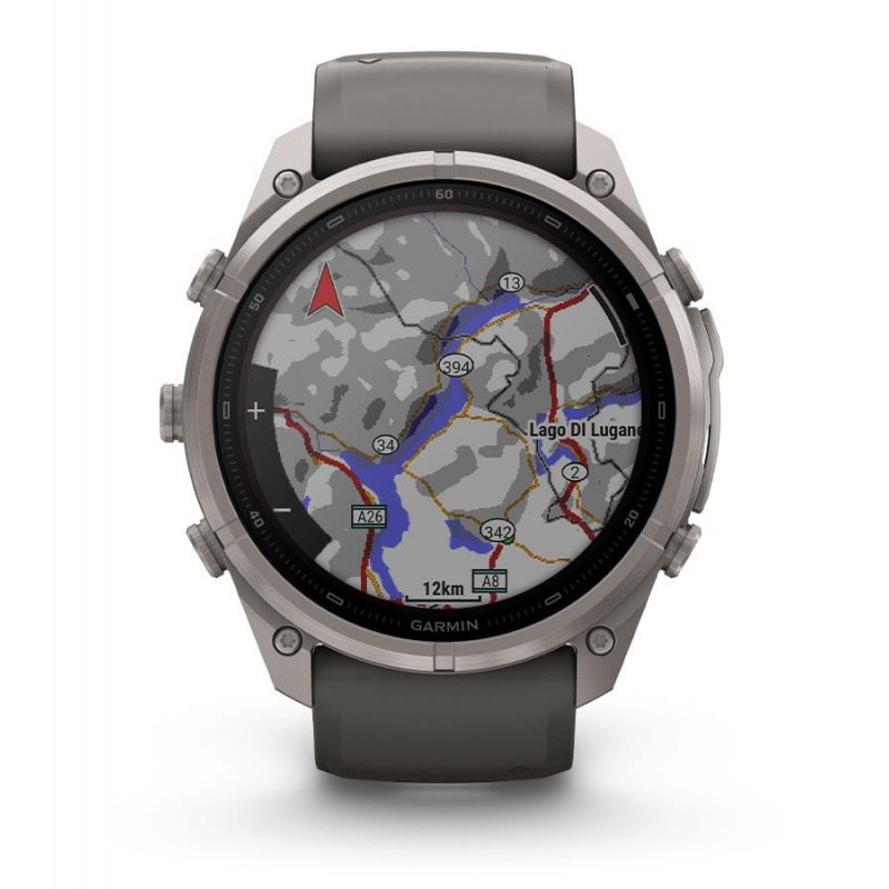 Garmin Fenix 9 Pro inReach išmanusis laikrodis, 51 mm, titano korpusas, grafito ir juodos spalvos silikoninė juostelė