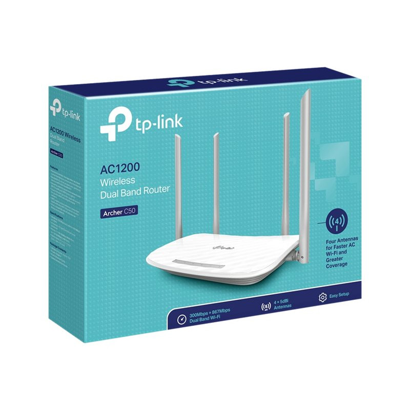 TP-Link Archer C50 (EU) V6.46 belaidžio ryšio maršrutizatorius, AC1200, dviejų juostų