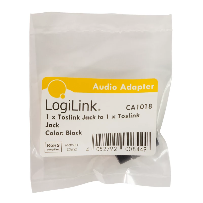 LogiLink CA1018 Toslink audio adapteris, Toslink lizdas į Toslink lizdą, juodas