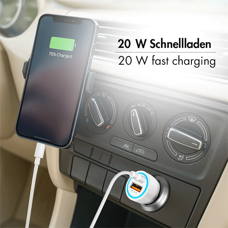 LogiLink PA0374 USB-A/C įkrovimo komplektas, 20 W, 1x USB-A ir 1x USB-C, baltos spalvos
