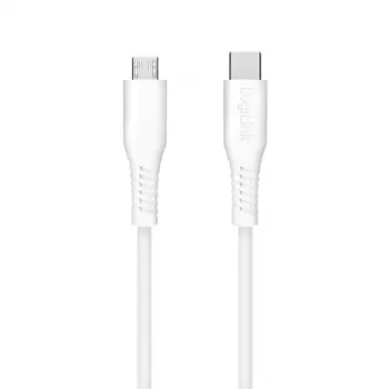 LogiLink CU0241 USB 2.0 Type-C jungiamasis laidas, USB-C kištukas – micro USB kištukas, 480 Mbps, 12 W, baltos spalvos, 0,5 m