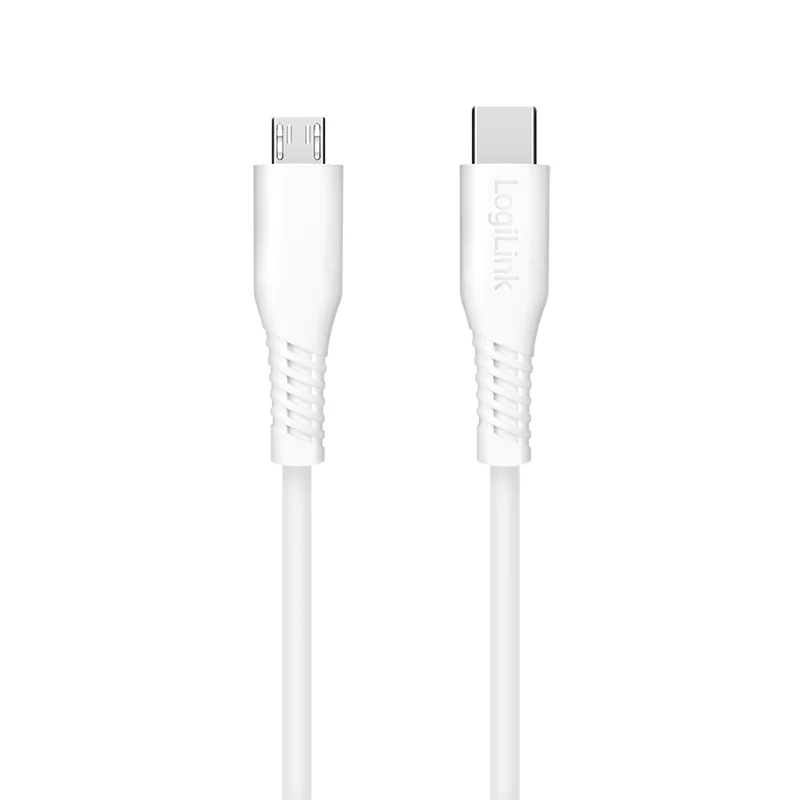 LogiLink CU0241 USB 2.0 Type-C jungiamasis laidas, USB-C kištukas – micro USB kištukas, 480 Mbps, 12 W, baltos spalvos, 0,5 m