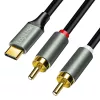 LogiLink CUA0141 USB 2.0 Type-C į 2x RCA kabelis, stereo garso, aliuminio, juodas/sidabrinis, 1,5 m