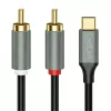 LogiLink CUA0141 USB 2.0 Type-C į 2x RCA kabelis, stereo garso, aliuminio, juodas/sidabrinis, 1,5 m