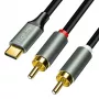 LogiLink CUA0142 USB 2.0 Type-C į 2x RCA kabelis, stereo garso, aliuminio, juodas/sidabrinis, 2 m