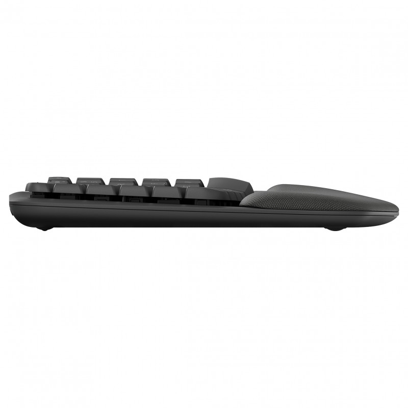 Logitech Wave Keys 920-012289 belaidė ergonominė klaviatūra su 2,4 GHz ir Bluetooth ryšiu, Šveicarijos (CH) klavišų išdėstymas, grafito