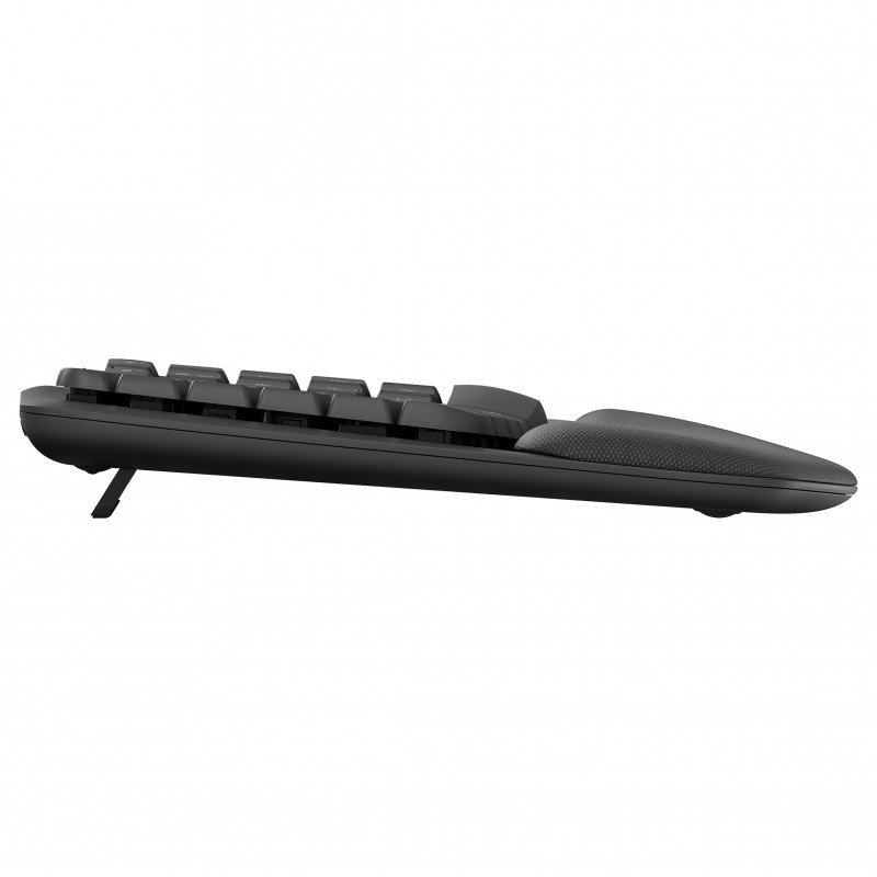 Logitech Wave Keys 920-012289 belaidė ergonominė klaviatūra su 2,4 GHz ir Bluetooth ryšiu, Šveicarijos (CH) klavišų išdėstymas, grafito