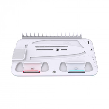 White Shark KIMURA PRO PS5 aušinamasis pagrindas su 2 pultelių įkrovimo vietomis, baltas