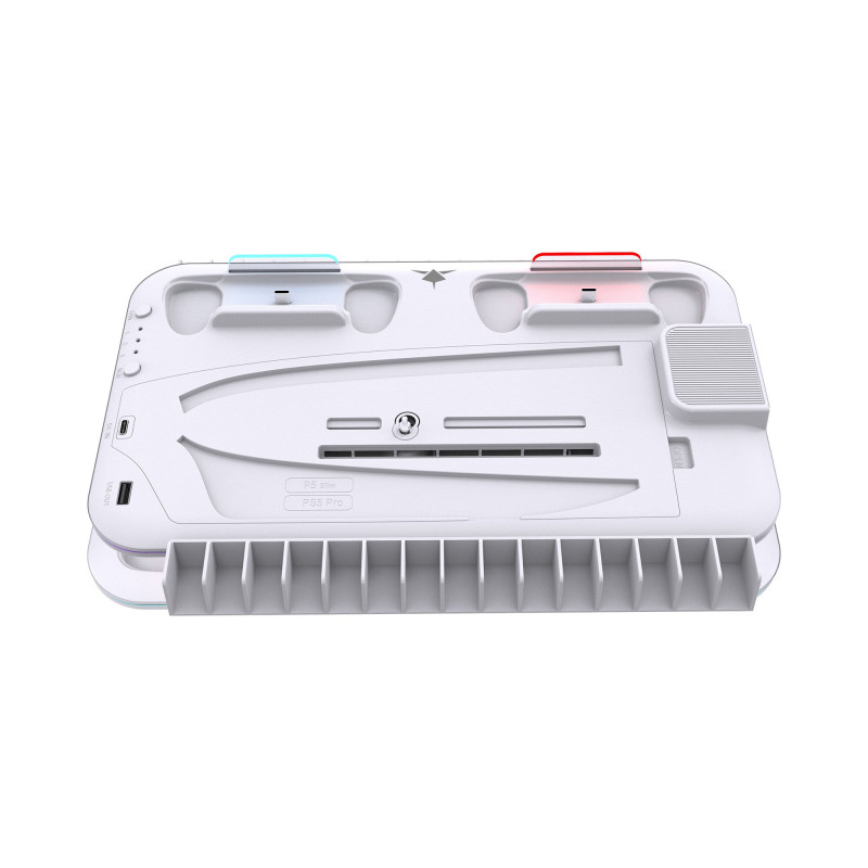 White Shark KIMURA PRO PS5 aušinamasis pagrindas su 2 pultelių įkrovimo vietomis, baltas
