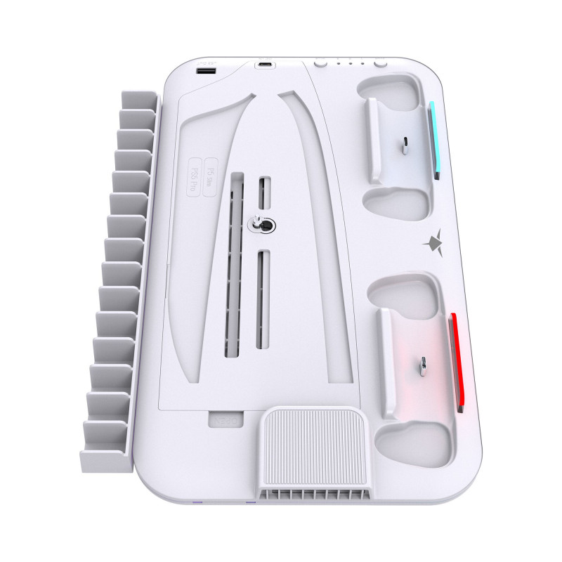 White Shark KIMURA PRO PS5 aušinamasis pagrindas su 2 pultelių įkrovimo vietomis, baltas