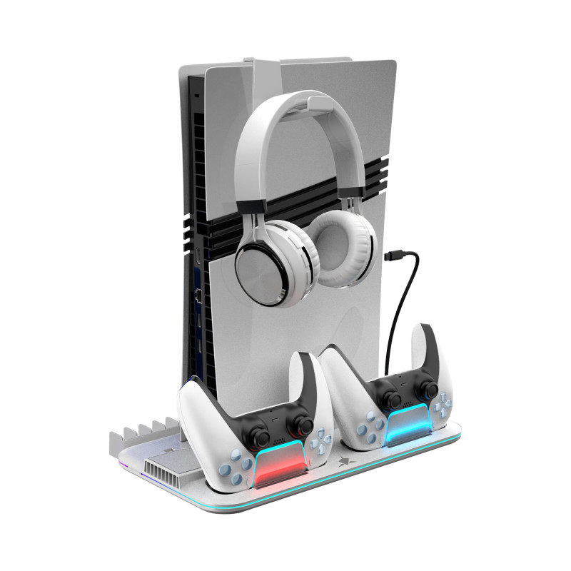 White Shark KIMURA PRO PS5 aušinamasis pagrindas su 2 pultelių įkrovimo vietomis, baltas
