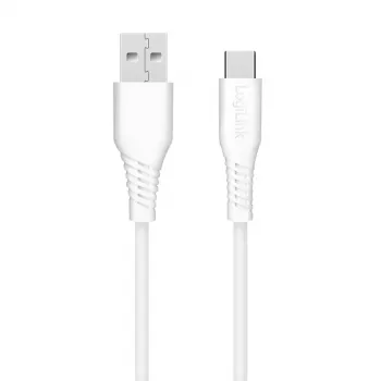 LogiLink CU0254 USB-C ir USB-A kabelis, USB 2.0, 480 Mbps, 15 W, baltas, 2 m