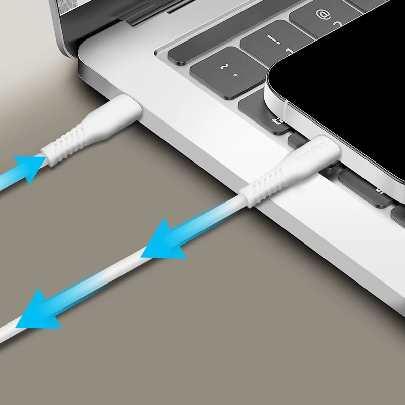 LogiLink CU0261 USB-C kabelis, USB 2.0, 480 Mbps, 60 W, baltas, 0,5 m