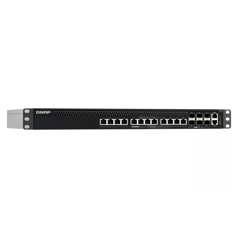 QNAP QSW-M5218P-6F12T valdomas L3 tinklo perjungiklis su PoE, 12 x 10G Ethernet RJ-45, 1U stovui