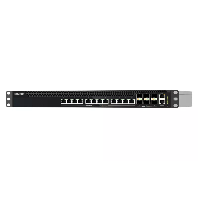 QNAP QSW-M5218P-6F12T valdomas L3 tinklo perjungiklis su PoE, 12 x 10G Ethernet RJ-45, 1U stovui