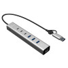 i-tec CAHUBMETAL6LANPD USB-C/USB-A metalinis USB skirstiklis, 6 prievadai, Gigabit LAN, Power Delivery 85 W, sidabrinis