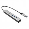 i-tec CAHUBMETAL6LANPD USB-C/USB-A metalinis USB skirstiklis, 6 prievadai, Gigabit LAN, Power Delivery 85 W, sidabrinis