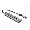 i-tec CAHUBMETAL6LANPD USB-C/USB-A metalinis USB skirstiklis, 6 prievadai, Gigabit LAN, Power Delivery 85 W, sidabrinis