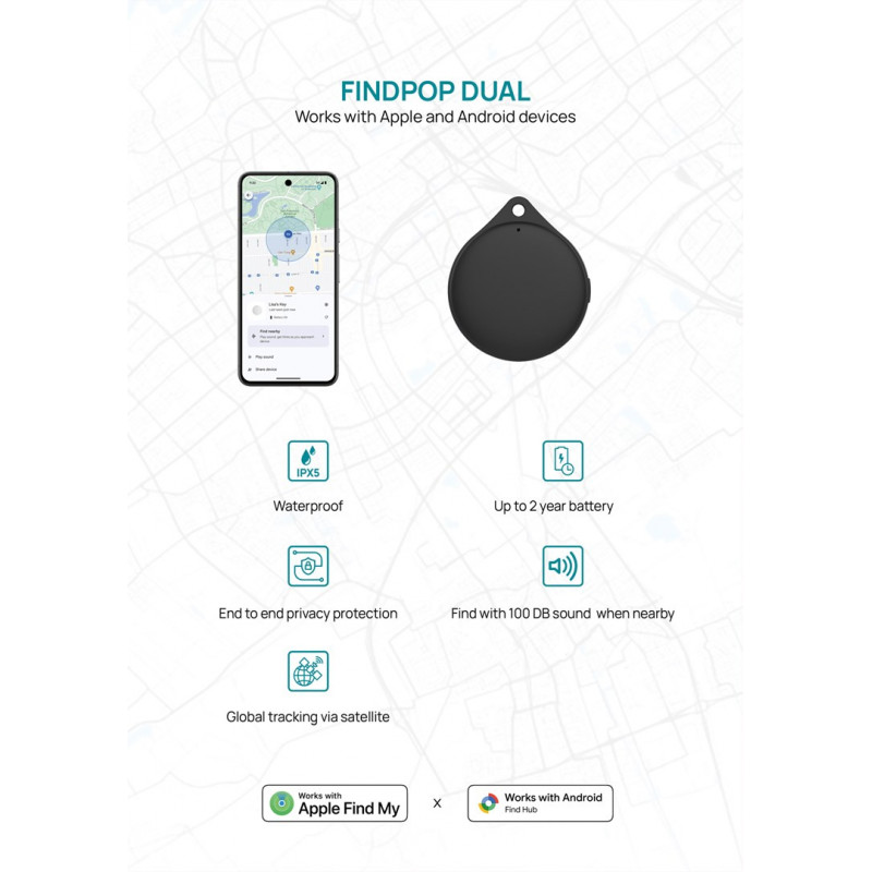 XD Design Connects Findpop Dual paieškos žymė, Apple ir Android Find, IPX5, P301.1701