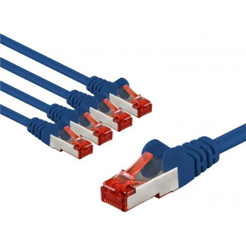 Goobay 66608 komutacinis kabelis CAT 6, S/FTP (PiMF), 3 m ilgio, mėlynas, CU vario laidininkai (5 vnt. rinkinys)