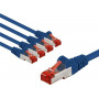 Goobay 66608 komutacinis kabelis CAT 6, S/FTP (PiMF), 3 m ilgio, mėlynas, CU vario laidininkai (5 vnt. rinkinys)