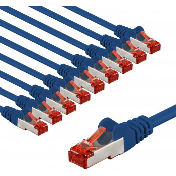 Goobay 66630 komutacinis kabelis CAT 6, S/FTP (PiMF), 3 m ilgio, mėlynas (10 vnt. rinkinys)