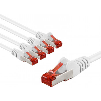 Goobay 66643 komutacinis kabelis CAT 6, S/FTP (PiMF), 2 m ilgio, baltas (5 vnt. rinkinys)