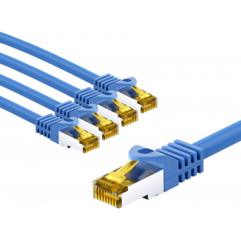 Goobay RJ45 CAT 6A S/FTP (PiMF) komutacinis tinklo kabelis, 500 MHz, iš CAT 7 kabelio, 5 m, mėlynas (5 vnt.)
