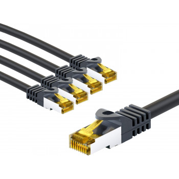 Goobay 69405 jungiamasis RJ45 kabelis CAT 6A S/FTP (PiMF), 500 MHz, su CAT 7 kabeliu, 3 m, juodas (5 vnt.)