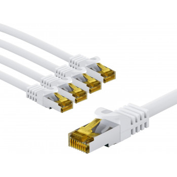 Goobay 69424 jungiamasis RJ45 kabelis CAT 6A S/FTP (PiMF), 500 MHz, su CAT 7 kabeliu, 2 m, baltas (5 vnt.)