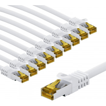 Goobay 69449 jungiamasis RJ45 kabelis CAT 6A S/FTP (PiMF), 500 MHz, su CAT 7 kabeliu, 2 m, baltas (10 vnt.)