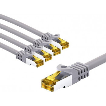 Goobay 69468 RJ45 komutacinis laidas CAT 6A S/FTP (PiMF) su CAT 7 kabeliu, 2 m, pilkas (5 vnt.)