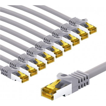 Goobay 69515 RJ45 komutacinis laidas CAT 6A S/FTP (PiMF) su CAT 7 kabeliu, 1 m, pilkas (10 vnt.)