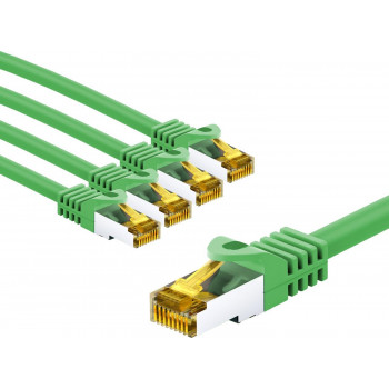 Goobay 69573 RJ45 tinklo kabelis CAT 6A S/FTP (PiMF), 500 MHz, su CAT 7 kabeliu, 1 m, žalias (5 vnt.)