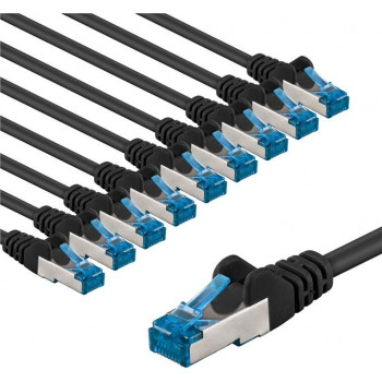 Goobay 67541 CAT 6A komutacinis laidas, S/FTP (PiMF), 1 m, juodas (10 vnt.)