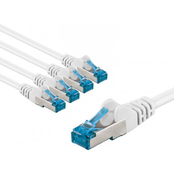Goobay 67545 CAT 6A komutacinis laidas, S/FTP (PiMF), 1 m, baltas (5 vnt.)