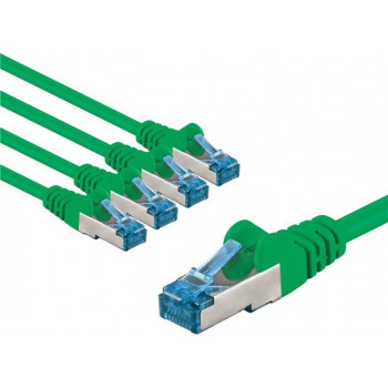 Goobay CAT 6A tinklo jungiamasis laidas, S/FTP (PiMF), 3 m, žalias, vario laidininkas (CU), 5 vnt.