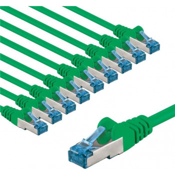 Goobay CAT 6A tinklo jungiamasis laidas, S/FTP (PiMF), 2 m, žalias, vario laidininkas (CU), 10 vnt.