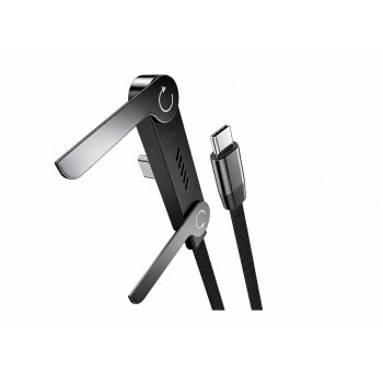 Vakoss TC-U570 USB-C į USB-C laidas su stovo funkcija, 100 W, 1 m, juodas