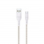WINX LINK Simple USB–Micro USB įkrovimo laidas, pintas nailonu, 100 cm, baltas