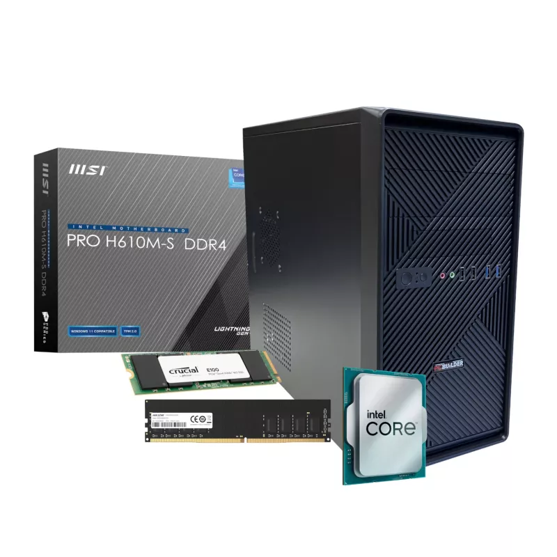PCBUiLDER HOME MASTER stalinis kompiuteris, Intel Core i3-14100, 8 GB DDR4, 480 GB M.2 NVMe SSD, Windows 11 Home