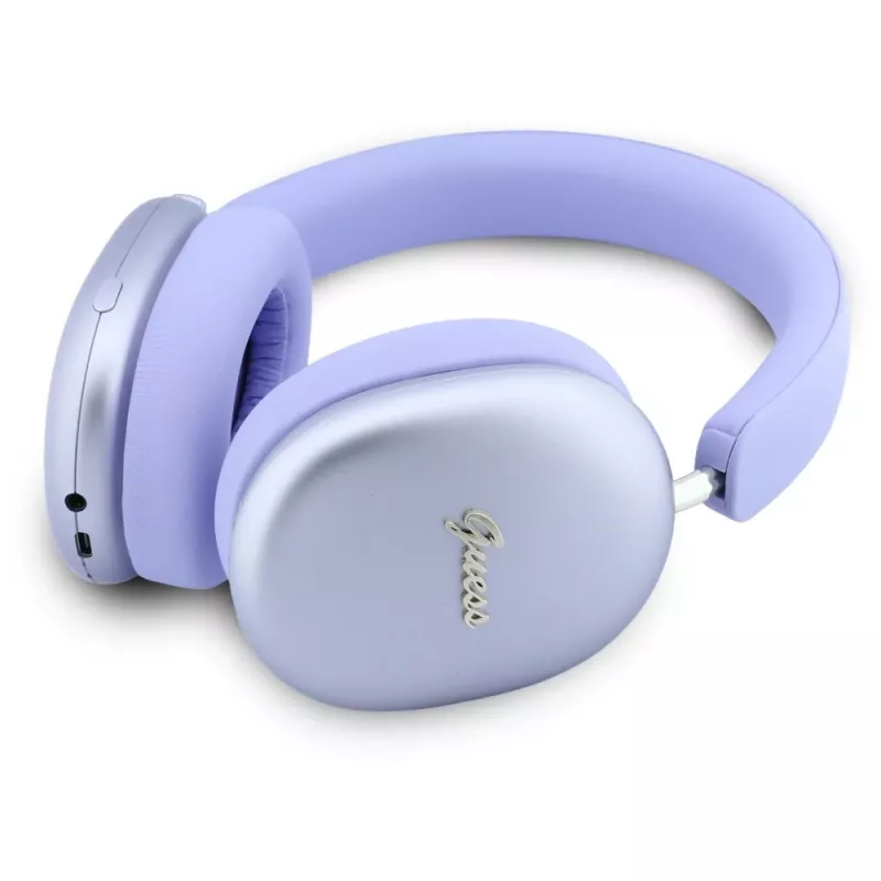 Guess GUE005825 Bluetooth ausinės, dedamos ant ausų, Metallic Effect Metal Script Logo, ENC, violetinės